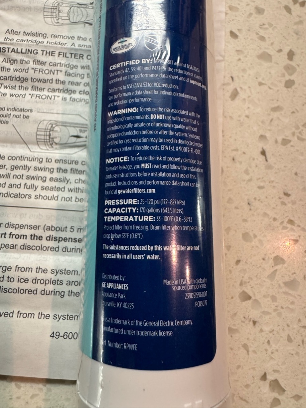 GE Appliances RPWFE genuine water fridge filters x2 brand new - Picture 11 of 11